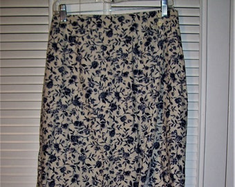 Skirt 14, Long Maxi Wrap Skirt, Royal Copenhagen Design, Petite Navy Fleurs, Generous Wrap, - see details