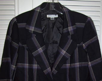 Jacket 8, Pendleton 100% Wool Plaid Black Jacket, JUST REDUCED Vintage Great Career/Casual Jacket, - see details