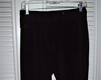 Capris 10, Black Poly Capris by Kenar, Sleek Tailoring, Staple Spring Vintage Find. - see details