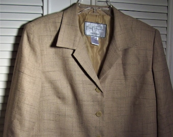 Blazer 14, Mary McFadden Stunning Champagne Blazer, Shadow Plaid, FIVE STAR McFadden Vintage Find!  - see details