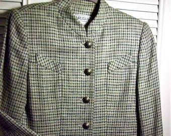 Stunning Black Cashmere Blend Wool Suit by Carlisle Small Circa 1990/'s