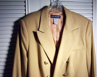 Blazer, 18W,  J G Hook Camel Wool Double Breasted Blazer! Career Vintage Find!  FIVE STAR!