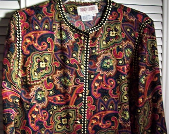 Jacket 6, Maggy London Silk Paisley Jacket.  Magnificent Versatile Vintage Find!  Gorgeous Print!  - see details