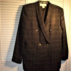 Pantsuit 10, Jones New York Tall Window Pane Wool Black Pantsuit!  FIVE STAR Stunning Corner Office Candidate!  - see details