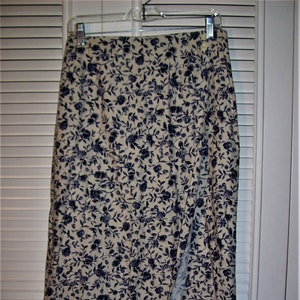 Skirt 14, Long Maxi Wrap Skirt, Royal Copenhagen Design, Petite Navy Fleurs, Generous Wrap, - see details
