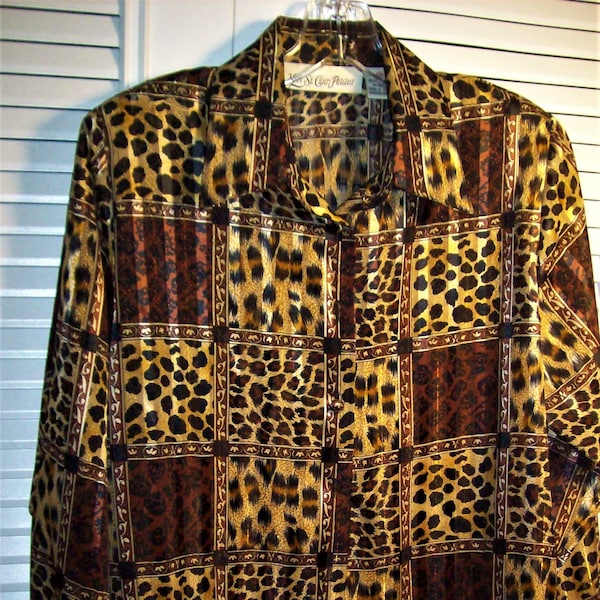 Yves St. Clair Petites Shirt, 10.  Animal Leopard Safari Print, Walk Carefully Over These Paws!  - see details