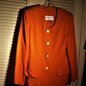 Suit 12, Skirt Suit 12, Albert Nipon Orange Gorgeous, Linen Look, FIVE STAR Suit! - see details