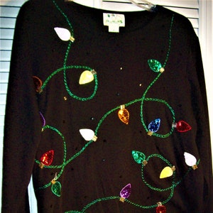 Dress Medium,  12 - 14, Two Pieced Holiday/Christmas Maxi, Long Skirt, Twinkling Christmas Bulbs, Pull-On Skirt, FIVE STAR Christmas Outfit!