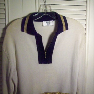 Sweater Large, Anne Klein Spiffy White Sweater, Gold Trim, and Black Sweater, FIVE STAR Vintage Find.  see details