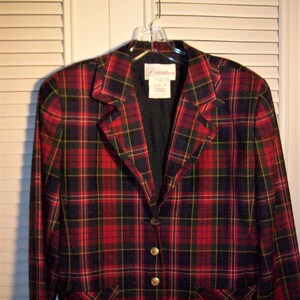 Blazer 8, Nygard Stewart Plaid 100% Wool Smart Blazer, Brass Buttons, FIVE STAR Vintage Jacket, - see details