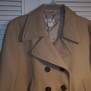 Coat, 12, Medium, J Crew Camel Wool Double Breasted Wool Stunning Coat! FIVE STAR Vintage Find!