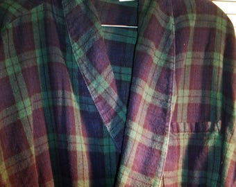 Robe, L L Bean  Men's Watchplaid Long Wrap Belt, Large, Pockets, Vintage Find