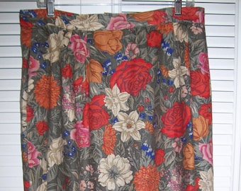 Vintage Talbot's Linen Skirt with Fall Flavor Size 14.  Indian Summer perhaps.  Stunning