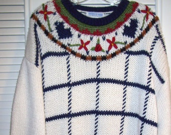 Vintage Backroad Blues Hand-Knitted Summer Pullover Sweater Size 24 W