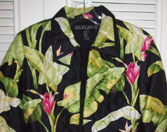 Jacket Small,  Silk Jacket, Silk Club, Flora Fauna Jacket, Vivid Silk Top, Size Small 8 - 10