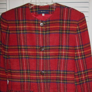 Vintage Breeches Stewart Plaid Wool Tunic Length Blazer Jacket Size 6