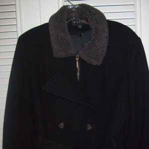 Coat 10, Coat, Wool Fitted Black Preppy Belted Coat by Braetan, Sought After Style - Size 10 See details