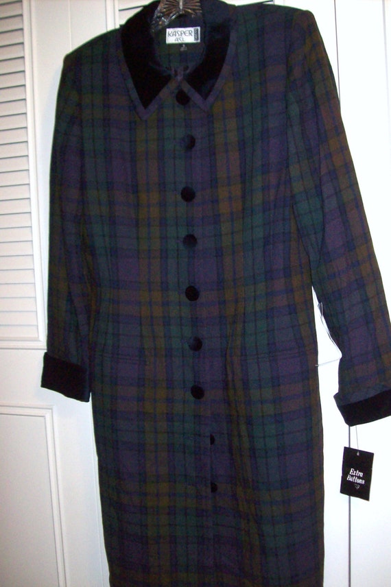 Dress 8, Vintage Kasper Plaid  Coatdress Fall Mut… - image 4