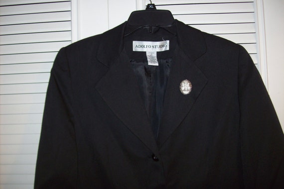 Vintage Adolfo Black Blazer Jacket Career Staple … - image 3