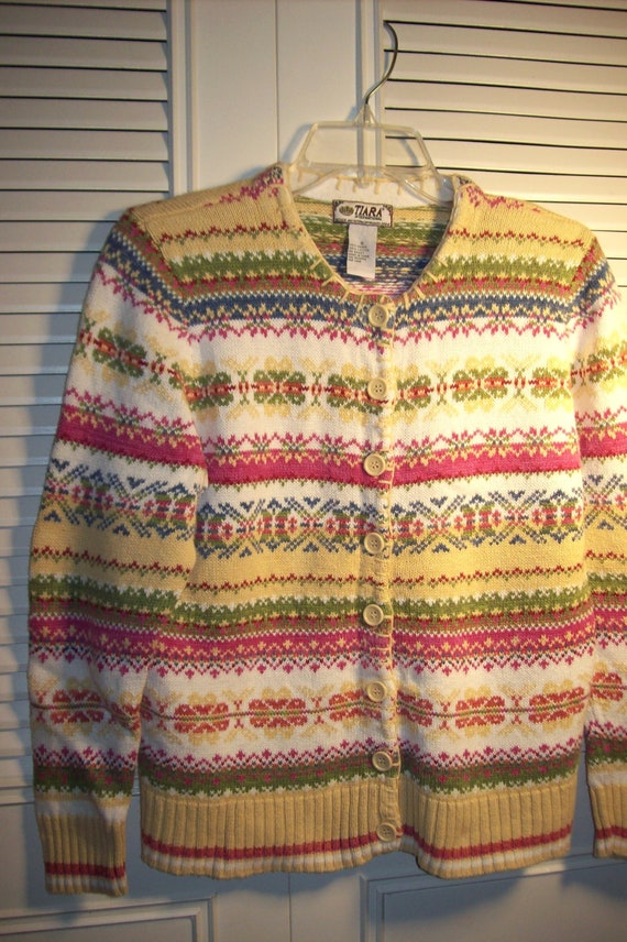 Sweater Small, Tiara Enchanting Fair Isle Knitted 