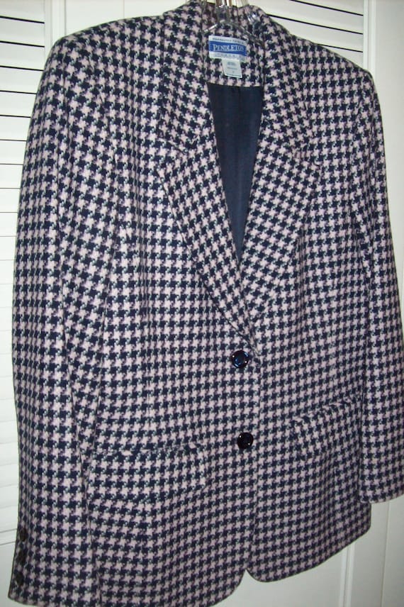 Jacket 6,  Pendleton Houndstooth Wool Soft Pink a… - image 1