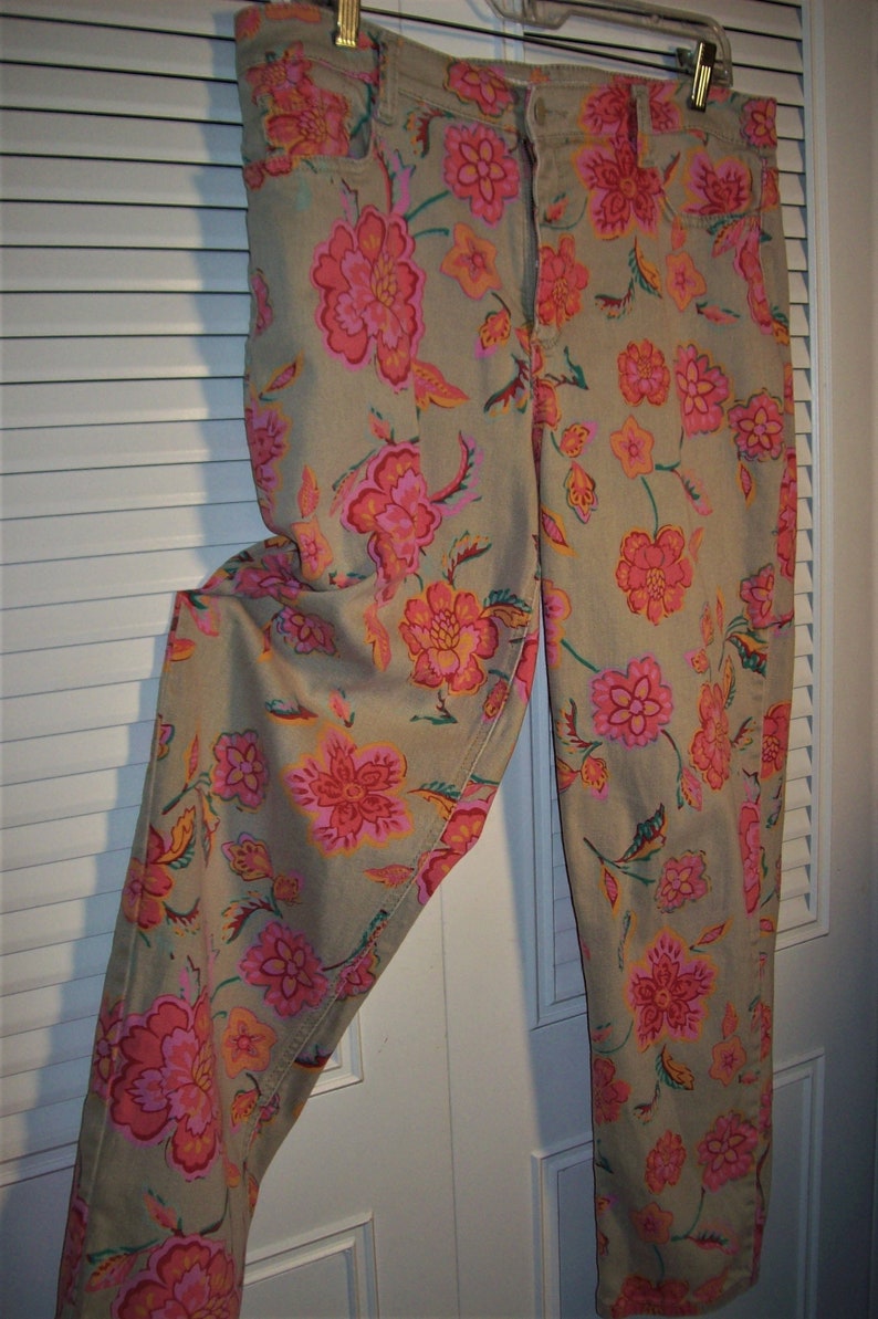 Capris 14 Jeans 14 Pants 14 see details Slightly Tapered Denim Floral Stretchy Jeans by Jones New York Jean Features