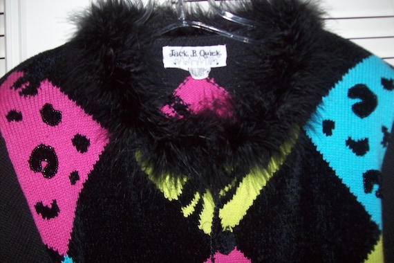 Sweater Medium, Vintage Jack B Quick Harlequin Ho… - image 3
