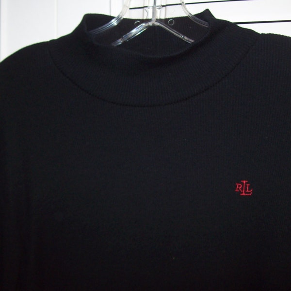 Vintage Lauren Ralph Lauren Black Knit Long-sleeved Pullover Sweater XL