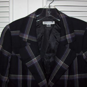 Jacket 8, Pendleton 100% Wool Plaid Black Jacket, JUST REDUCED Vintage Great Career/Casual Jacket, see details image 3