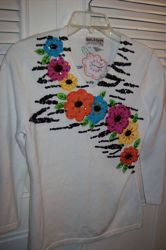 Sweater Small, , Sequin Sweater, Jack B Quick, Sp… - image 1