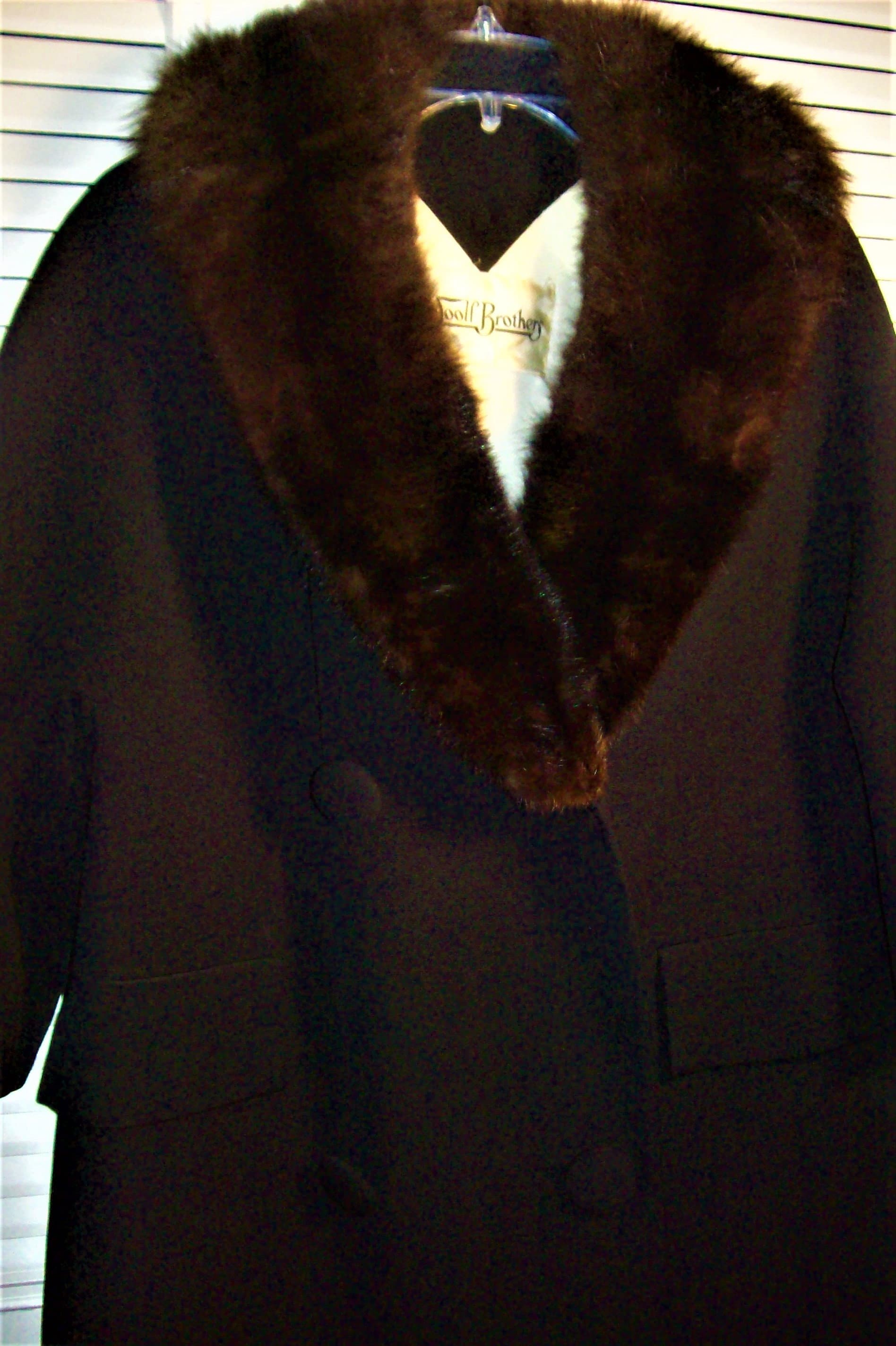Coat 10, Seymour Fox Black Wool and Silk Double Breasted