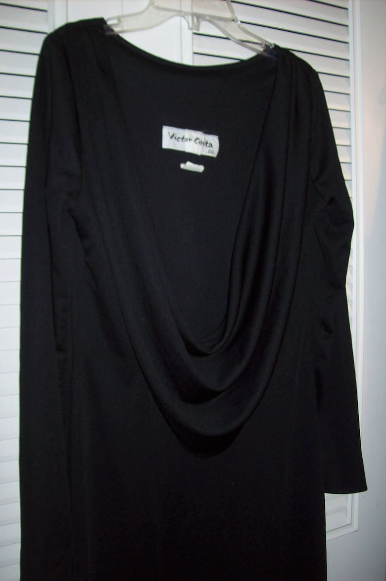 Little Black Dress Front Scooped Neck JUST REDUCED Back Shown First Victor Costa 6 see details Bare Back with Drape Dress 6