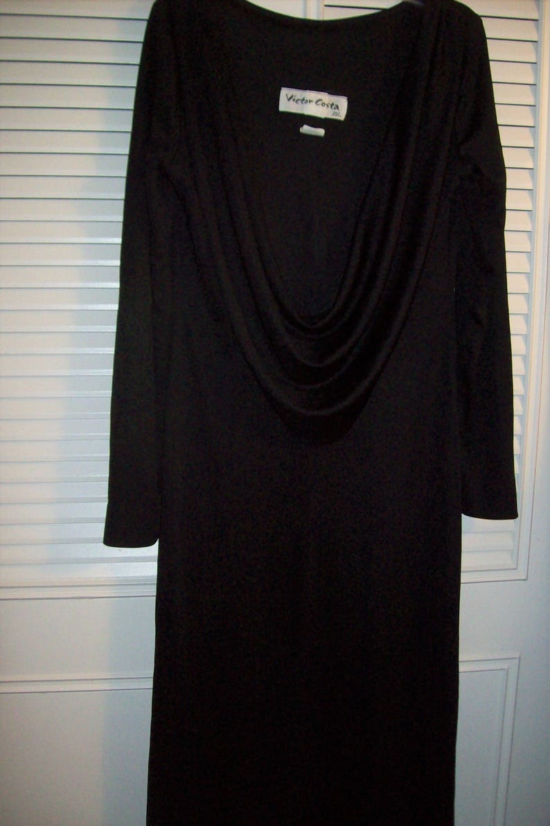 Little Black Dress Front Scooped Neck JUST REDUCED Back Shown First Victor Costa 6 see details Bare Back with Drape Dress 6