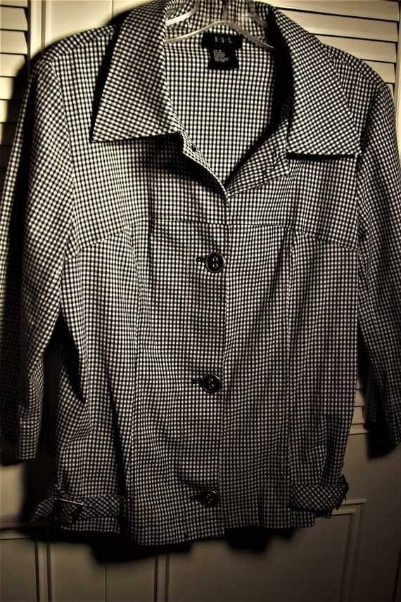 Jacket Medium, Lightweight Cotton Houndstooth Jac… - image 1