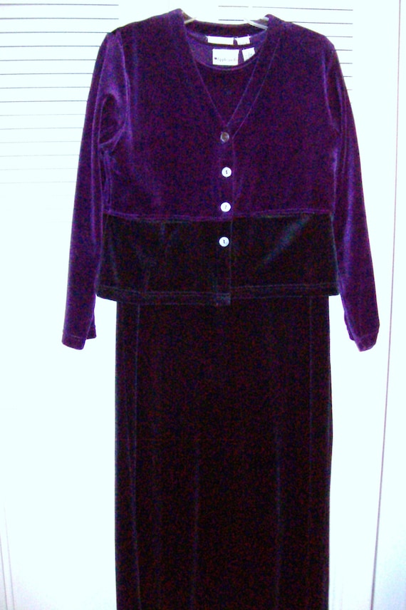 Dress 8 - 10, Vintage Appleseed Velvet Maxi Dress… - image 2