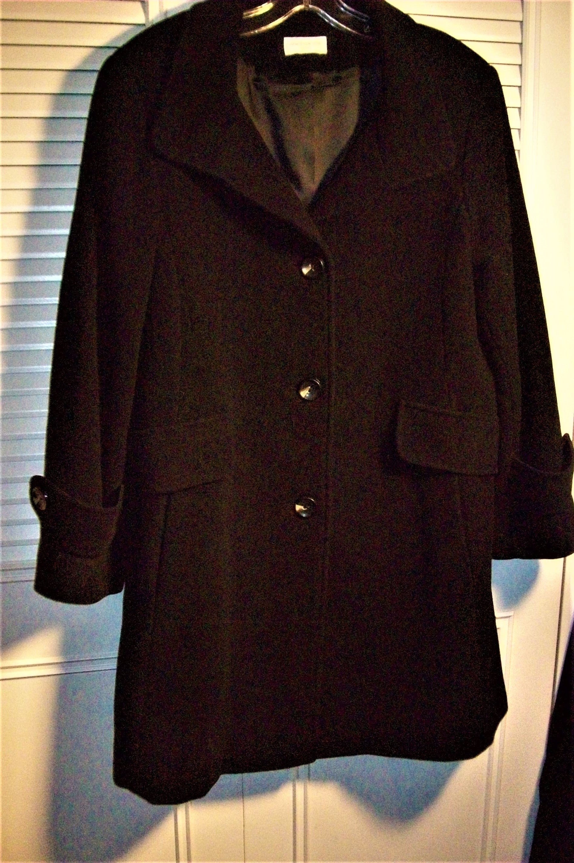 Coat 10, Black Three Quarter Wool Coat by Jones New York Coat 10, Black Three Quarter Wool Coat by Jones New York