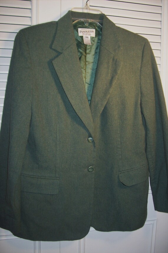 Blazer 10 - 12, Pendleton Light Green Wool Blazer… - image 1