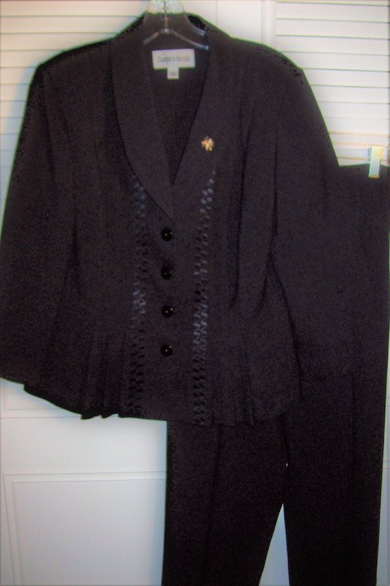 Pantsuit 10, Black Silk Crepe Look Dressy Pantsuit