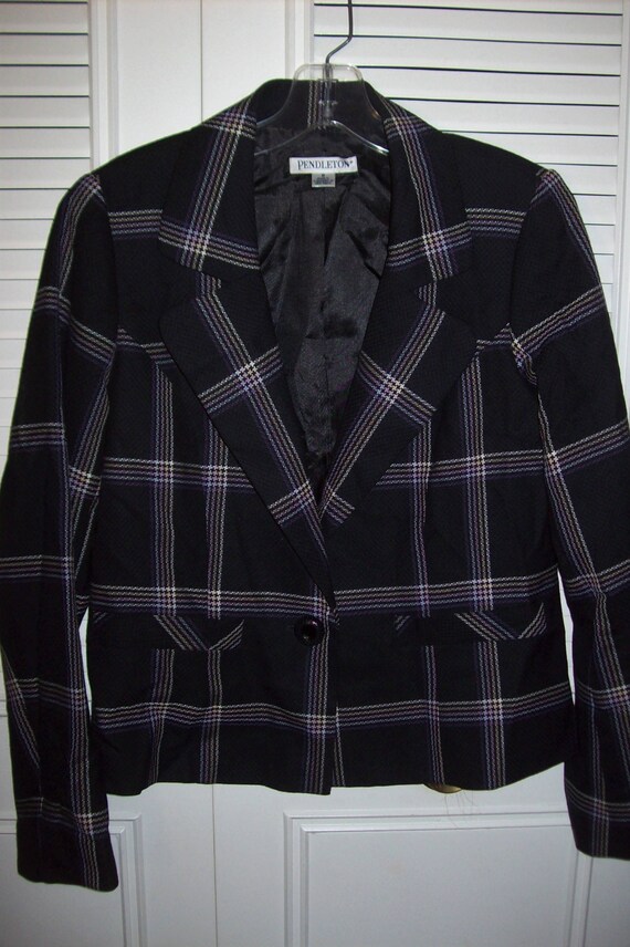 Jacket 8, Pendleton 100% Wool Plaid Black Jacket, JUST REDUCED 