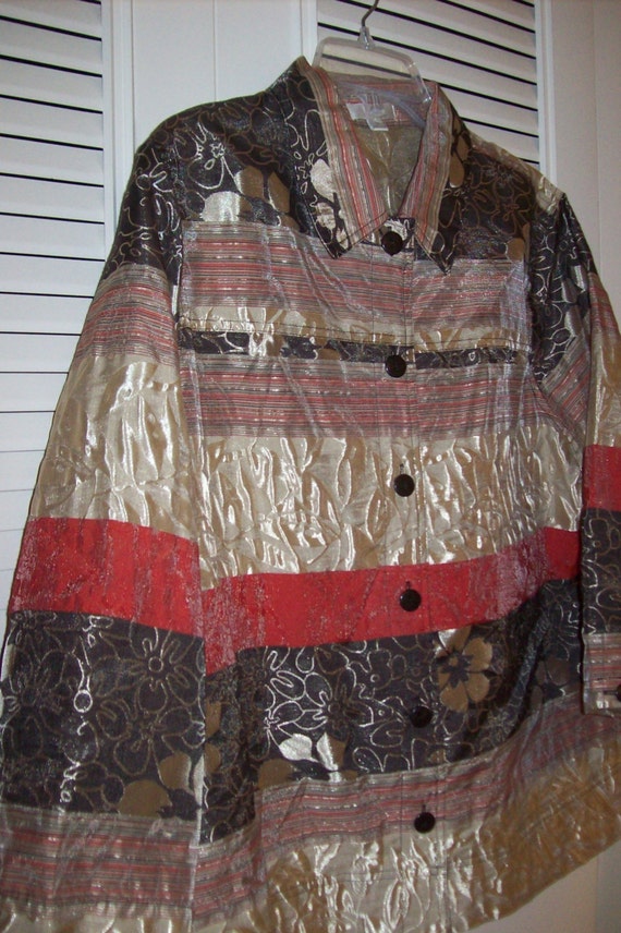 Jacket XL, Vintage Erin of London Multi-Color Str… - image 2