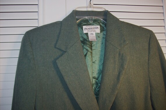 Blazer 10 - 12, Pendleton Light Green Wool Blazer… - image 2
