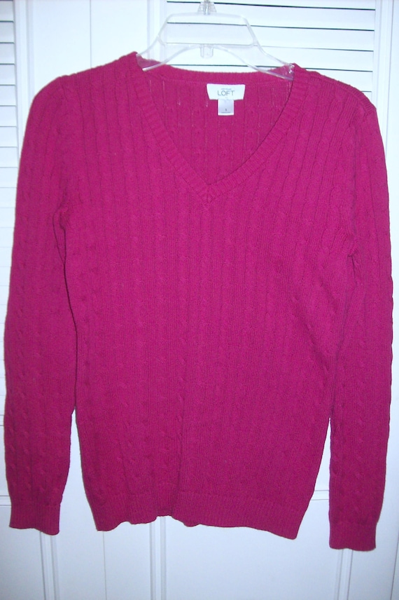 Sweater Small, Vintage Hot Pink Cable Knitted Pull