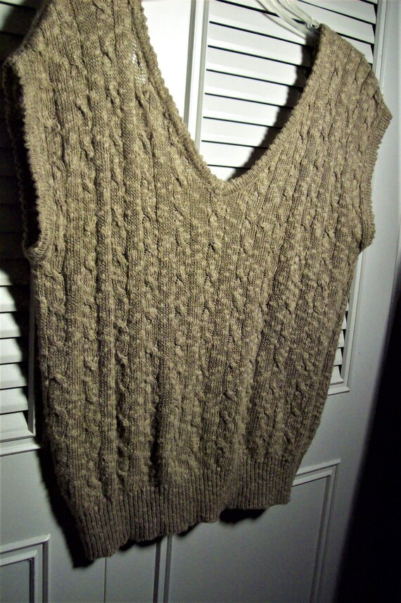 Sweater Medium - Large, Knitted Camel Color Low C… - image 2