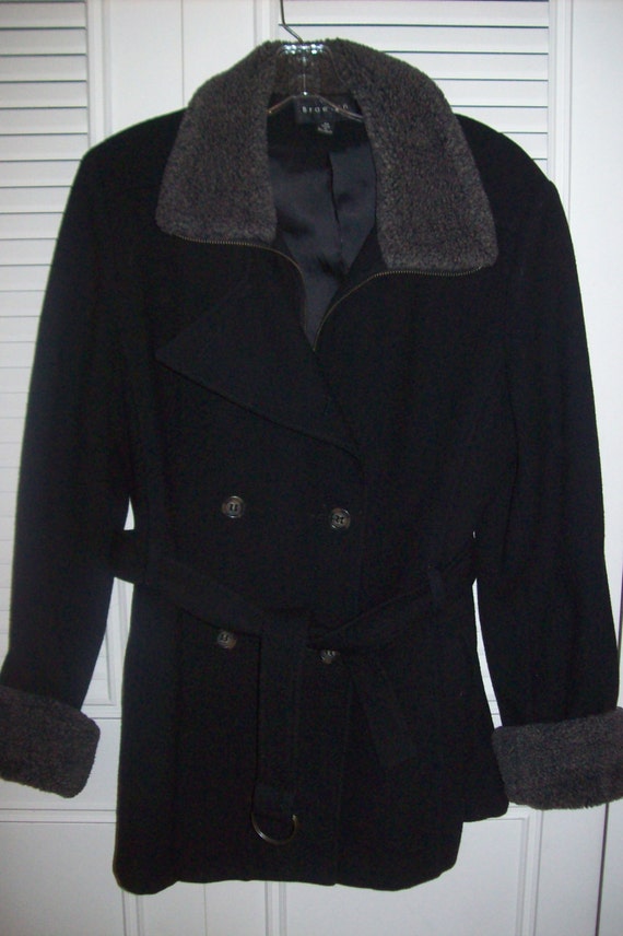 Coat 10, Coat, Wool Fitted Black Preppy Belted Co… - image 2