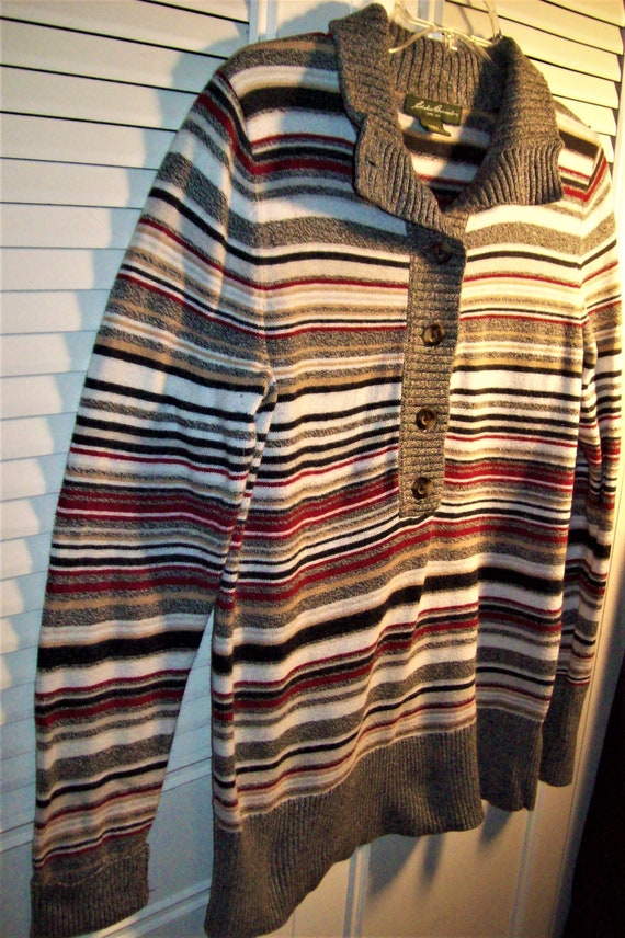 Sweater Medium, Eddie Bauer Knitted Spiffy Stripe… - image 2