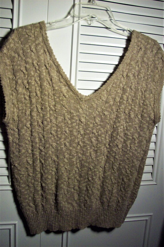 Sweater Medium - Large, Knitted Camel Color Low C… - image 3