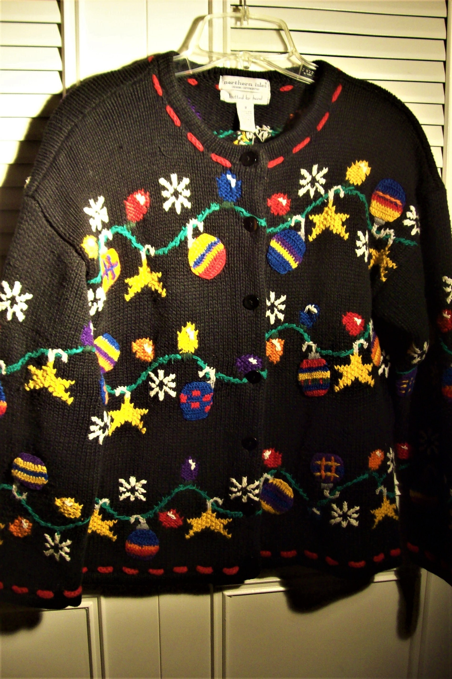VintageElegantFinds Sweater Small Medium Northern Isles Holiday Hand Knitted Christmas Sweater. Sweet Version of Our Holiday. See Details