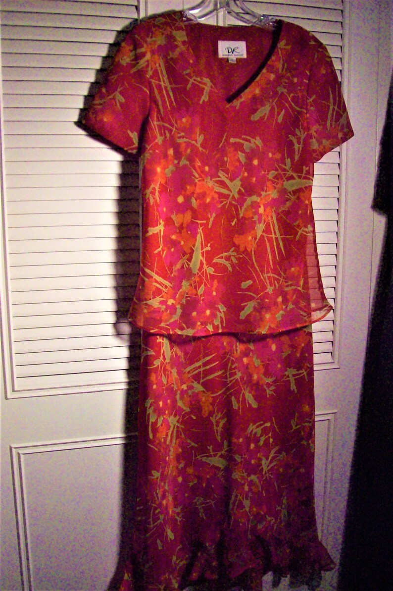 Dress 8, Donna Ricco Dressy Frilly Resort Evening GORGEOUS Two Pieced Dress, MAXI Skirt, see details image 3