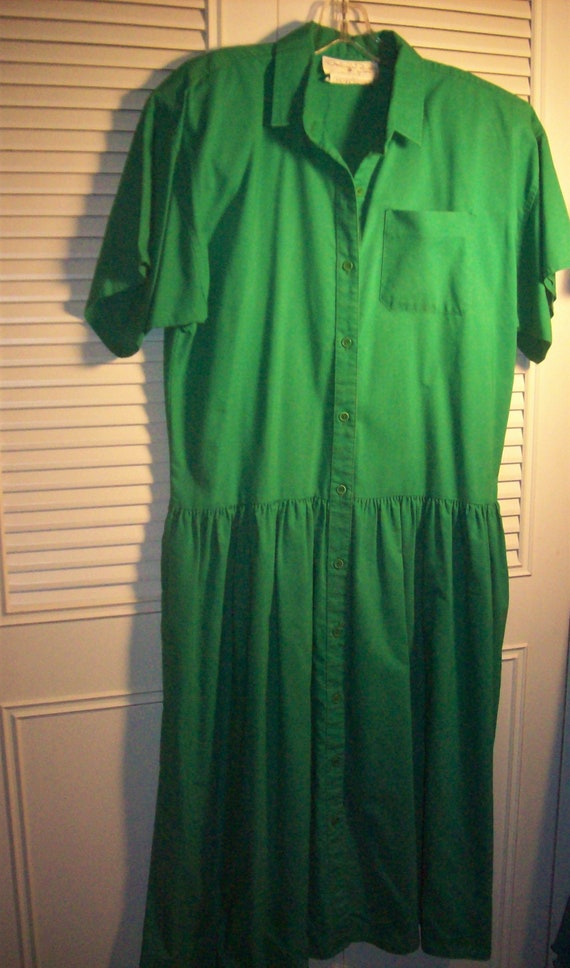 Dress 12 - 14, Kelly Green Oscar De La Renta Cotton Dropped Waist Casual  Preppy Vintage Treasure! See Details - Etsy