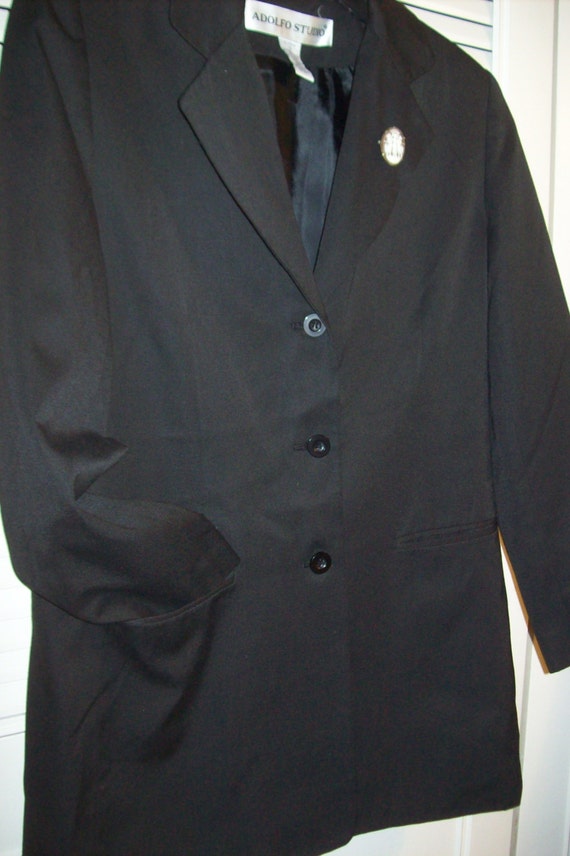 Vintage Adolfo Black Blazer Jacket Career Staple … - image 5